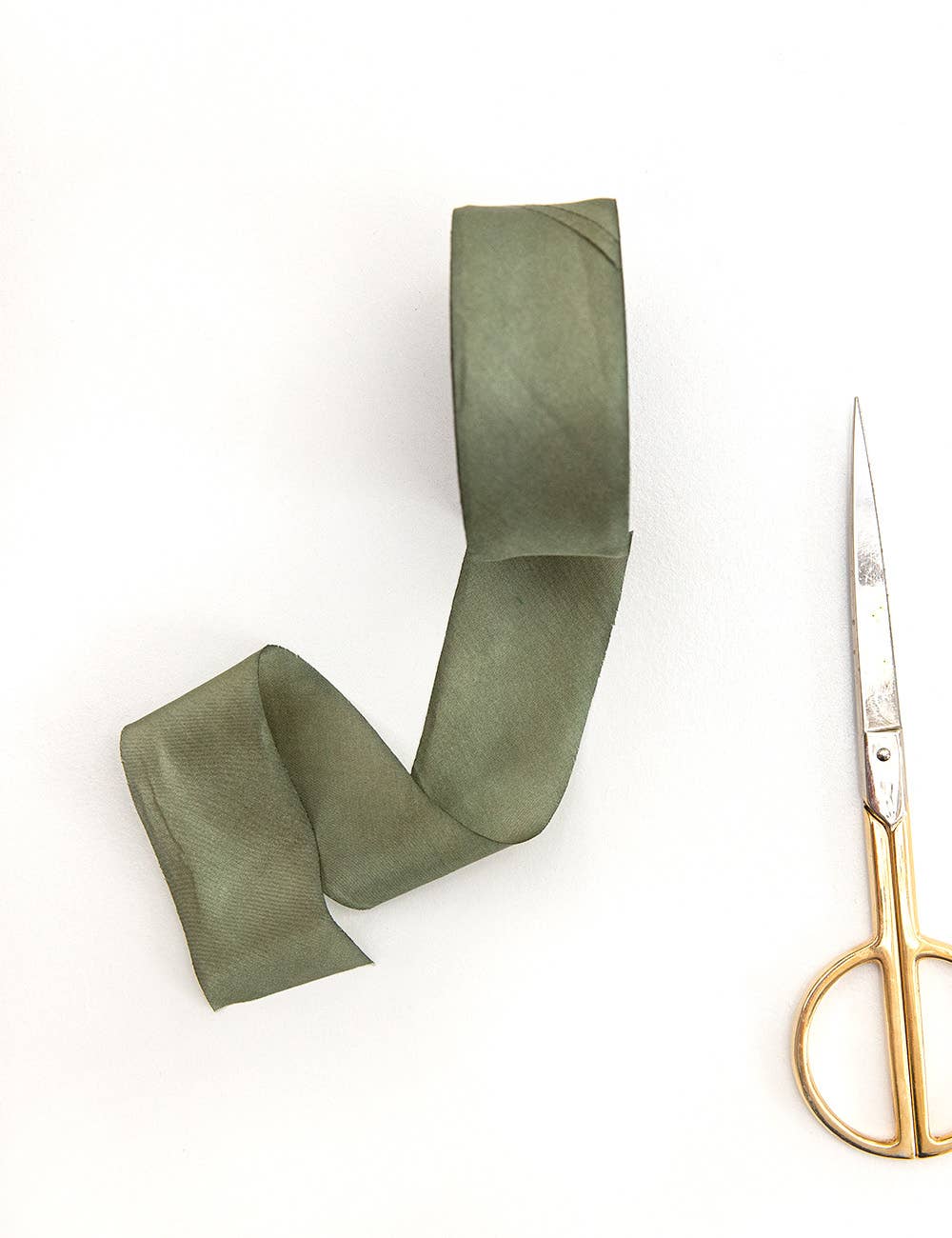 Ash Green Silk Ribbon - 3 metres - The Bare Theory