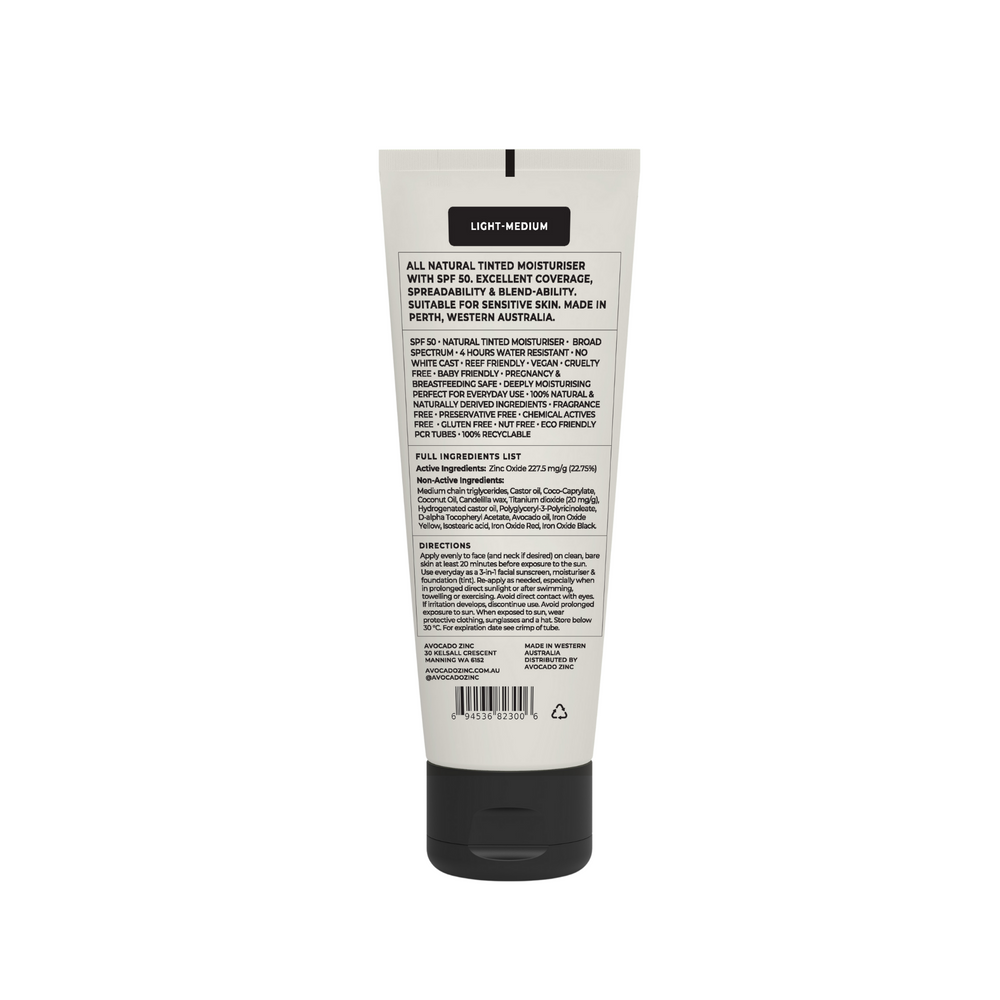 Avocado Zinc- SPF 50 Sunscreen -100ml - The Bare Theory