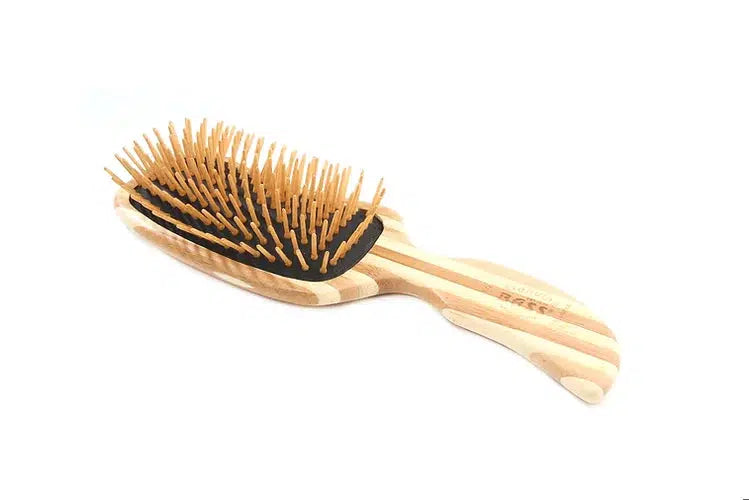 BASS - Bamboo Wood Hair Brush - SEMI S SHAPED - The Bare Theory