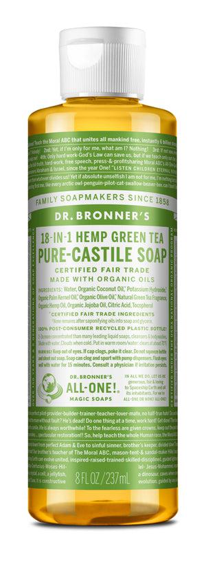 Dr Bronner's - 18 - in - 1 Hemp Pure - Castile Soap 237ml - GREEN TEA - The Bare Theory