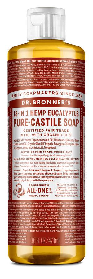 Dr Bronner's - 18 - in - 1 Hemp Pure - Castile Soap 473ml - EUCALYPTUS - The Bare Theory