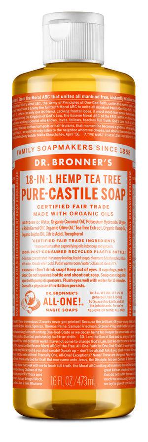 Dr Bronner's - 18 - in - 1 Hemp Pure - Castile Soap 473ml - TEA TREE - The Bare Theory