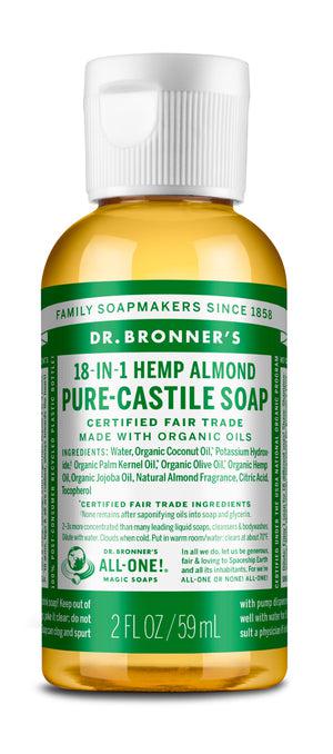 Dr Bronner's - 18 - in - 1 Hemp Pure - Castile Soap 59ml - ALMOND - The Bare Theory