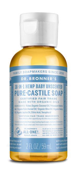 Dr Bronner's - 18 - in - 1 Hemp Pure - Castile Soap 59ml - BABY (unscented) - The Bare Theory