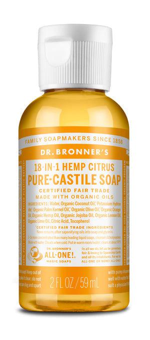 Dr Bronner's - 18 - in - 1 Hemp Pure Castile Soap 59ml - CITRUS - The Bare Theory