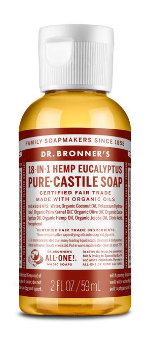 Dr Bronner's - 18 - in - 1 Hemp Pure Castile Soap 59ml - EUCALYPTUS - The Bare Theory