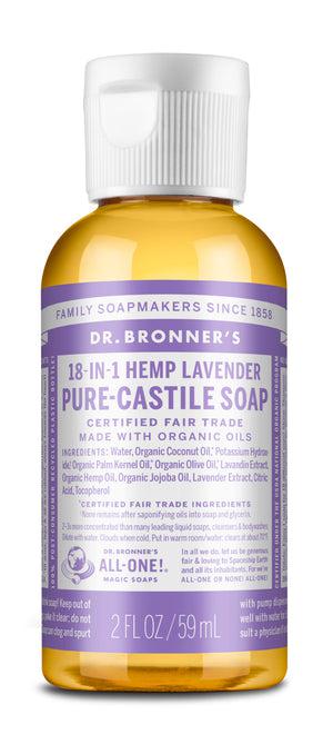 Dr Bronner's - 18 - in - 1 Hemp Pure Castile Soap 59ml - LAVENDER - The Bare Theory