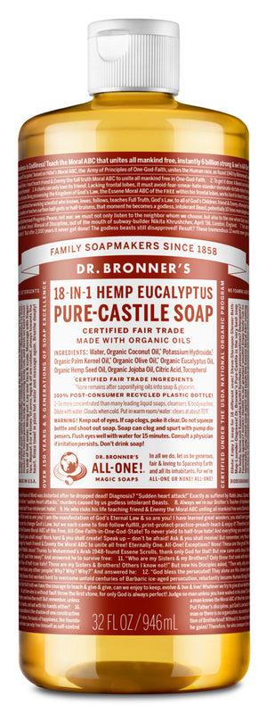 Dr Bronner's - 18 - in - 1 Hemp Pure - Castile Soap 946ml - EUCALTYPTUS - The Bare Theory