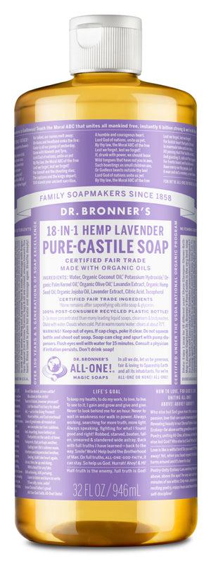 Dr Bronner's - 18 - in - 1 Hemp Pure - Castile Soap 946ml - LAVENDER - The Bare Theory