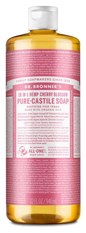 Dr Bronner's - 18 - in 1 - Hemp Pure - Castille Soap 946ml - Cherry Blossom - The Bare Theory