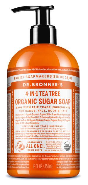 Dr Bronner's - 4 - in - 1 Sugar Organic Pump Soap 355ml - TEA TREE - The Bare Theory