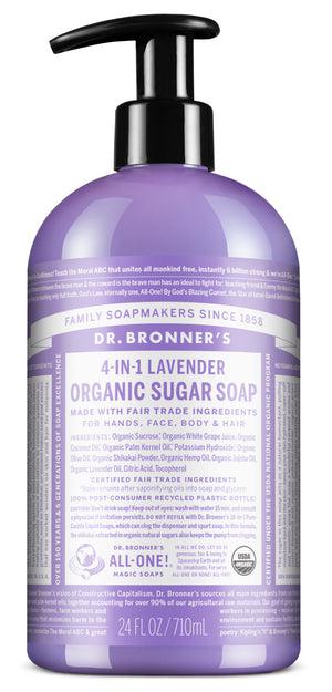 Dr Bronner's - 4 - in - 1 Sugar Organic Pump Soap 710ml - LAVENDER - The Bare Theory