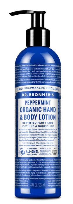 Dr Bronner's - Hand & Body Lotion 237ml - PEPPERMINT - The Bare Theory