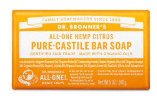 Dr Bronner’s - Pure Castile Bar Soap - Citrus - The Bare Theory