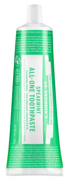 Dr Bronner's -TOOTHPASTE SPEARMINT 140g - The Bare Theory