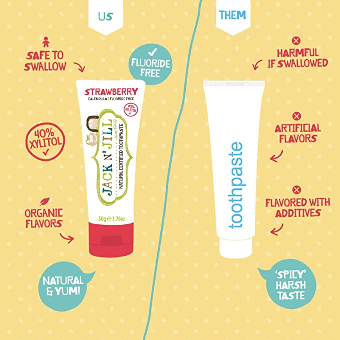 Jack n' Jill - Kids Natural Toothpaste 50g - RASPBERRY - The Bare Theory