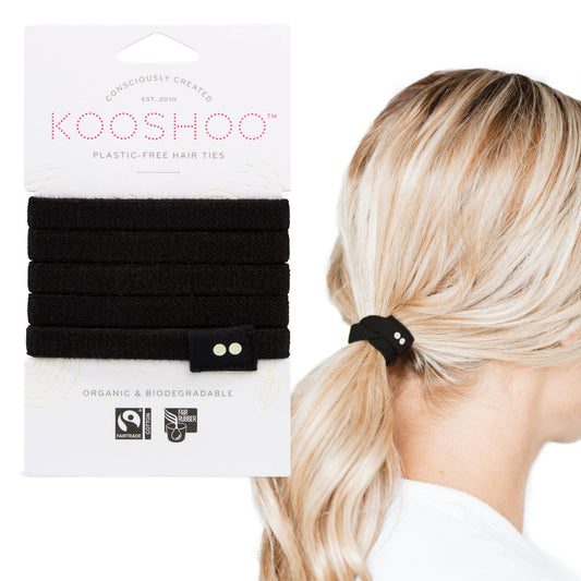 Kooshoo Plastic-free Biodegradable Hair Ties - Black - The Bare Theory