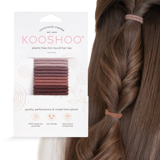 Kooshoo Plastic-free Round Hair Ties - Mini 12-pack - Earth Tints - The Bare Theory