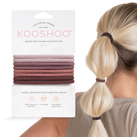 Kooshoo Plastic-free Round Hair Ties - Mondo 8-pack - Earth Tints - The Bare Theory