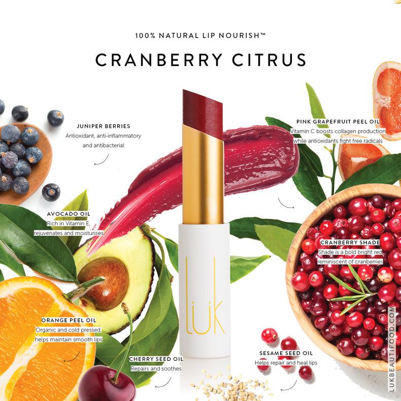 Luk Beautifood - Lip Nourish - Cranberry Citrus - The Bare Theory