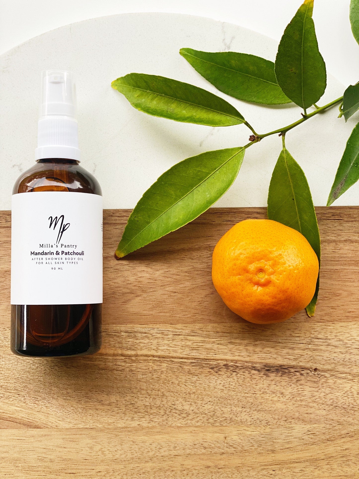 Milla's Pantry - Mandarin & Patchouli Body Oil {90ml} - The Bare Theory