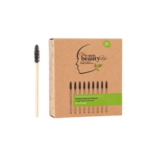 MODELROCK - My Eco Beauty Kit - Bamboo Disposable Mascara Wands - Large Tapered Head 100pk - The Bare Theory