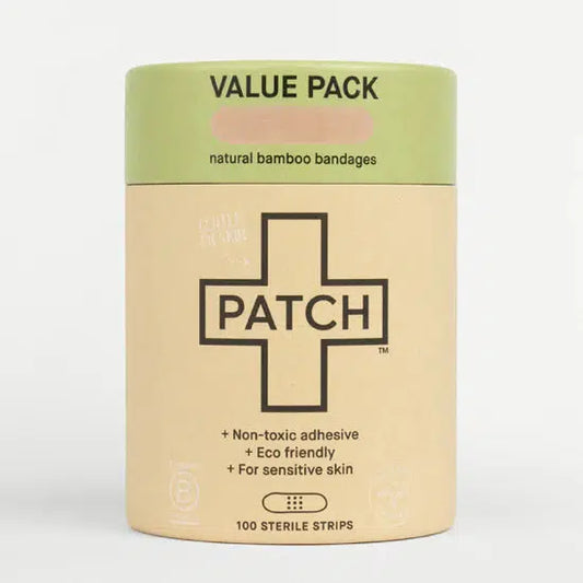 Patch Bandages - VALUE PACK - 100 Natural Bamboo Bandages for Sensitive Skin - The Bare Theory