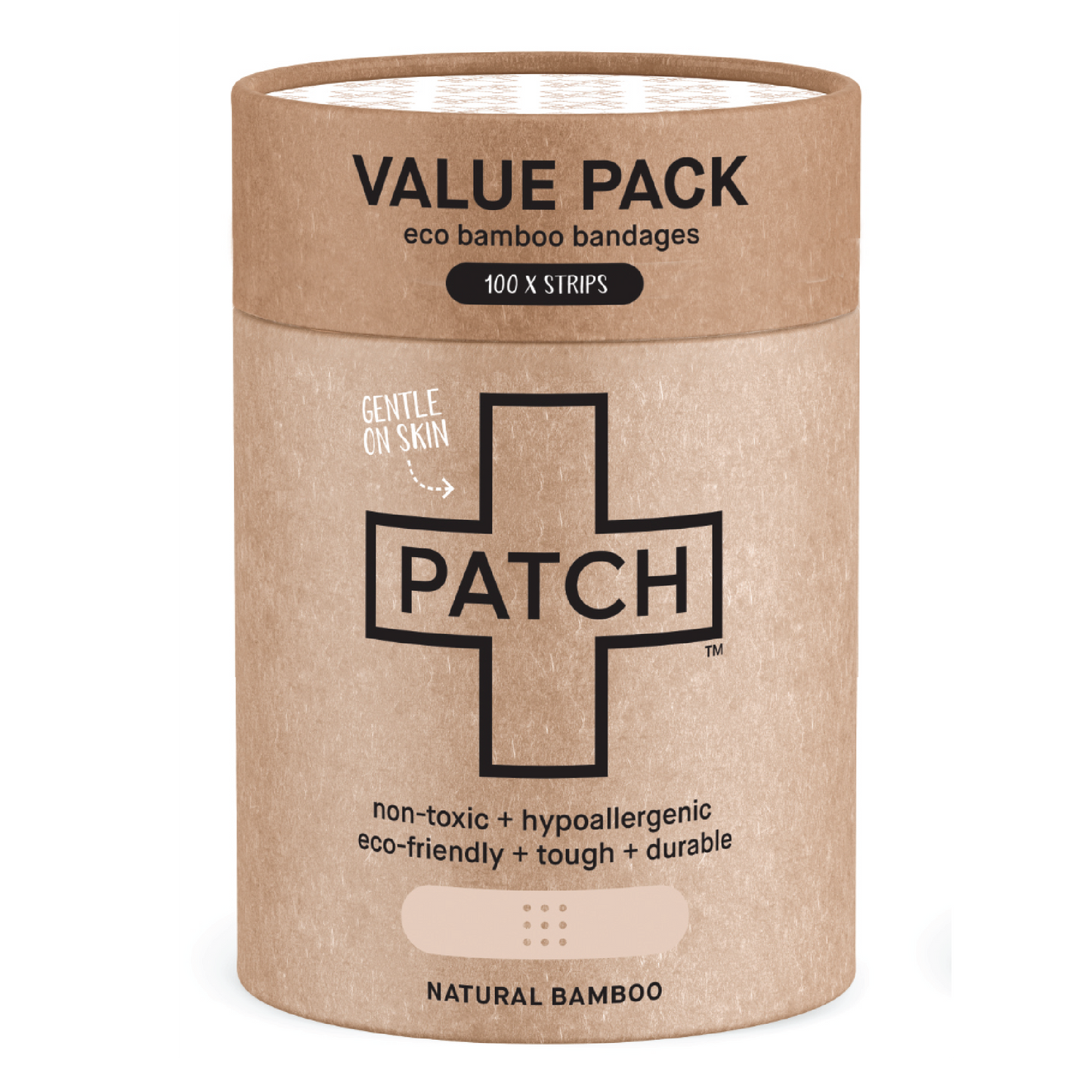 Patch Bandages - VALUE PACK - 100 Natural Bamboo Bandages - The Bare Theory