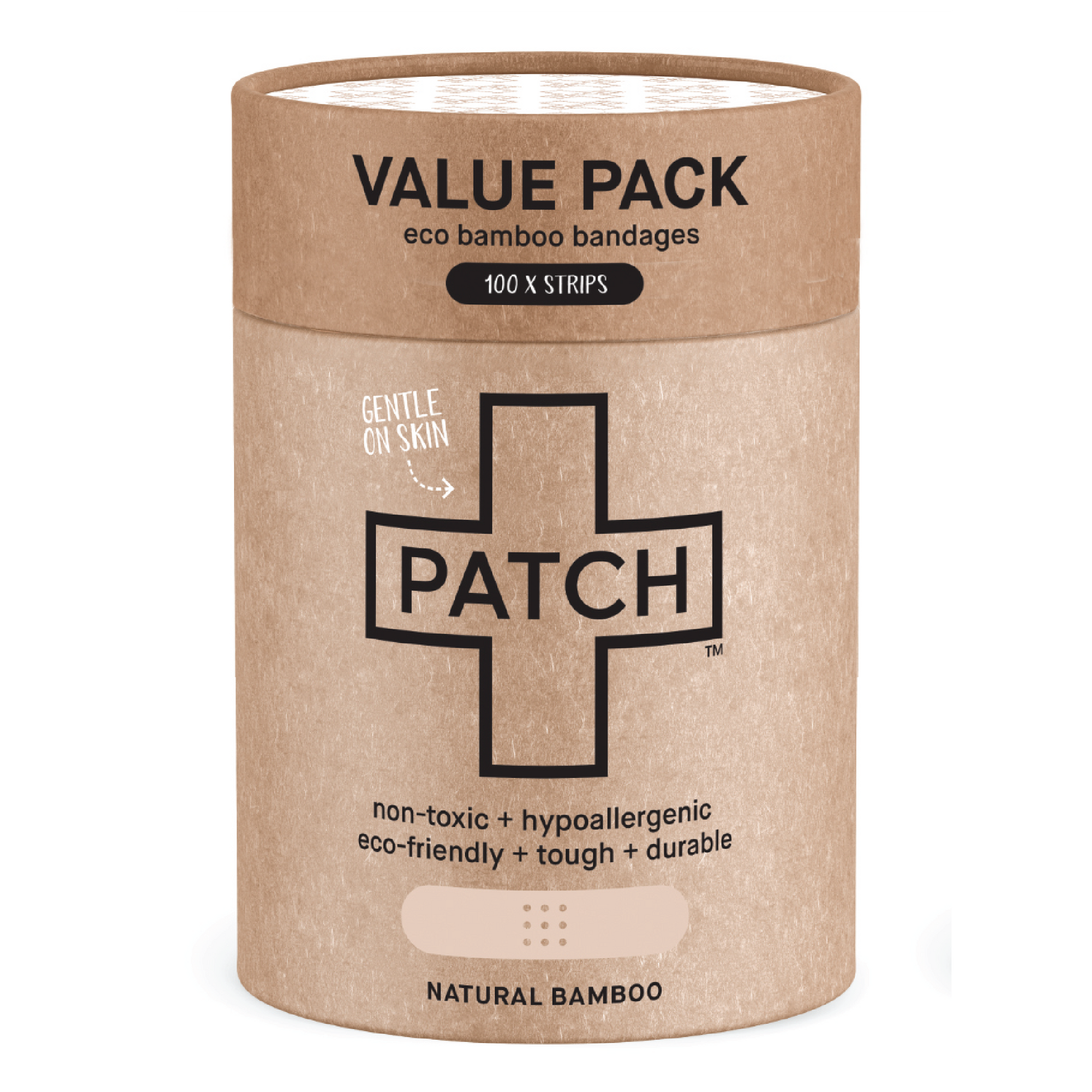 Patch Bandages - VALUE PACK - 100 Natural Bamboo Bandages - The Bare Theory