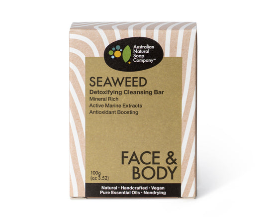 Seaweed Detoxifying Face & Body Soap Cleanser 100g | Natural - The Bare Theory