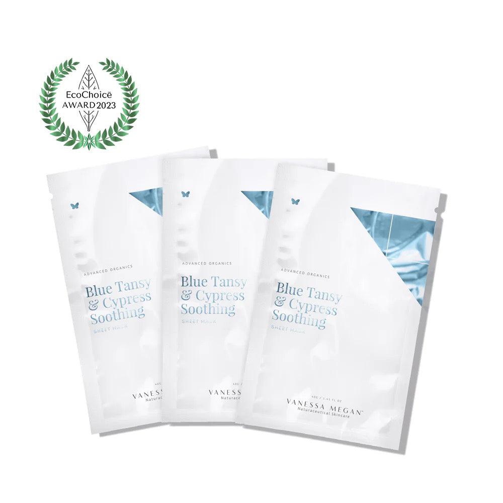 Vanessa Megan - Blue Tansy & Cypress | Soothing Sheet Mask | 3-Pack - The Bare Theory