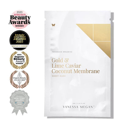 Vanessa Megan - Gold & Lime Caviar | Coconut Membrane Sheet Mask | 3-Pack - The Bare Theory