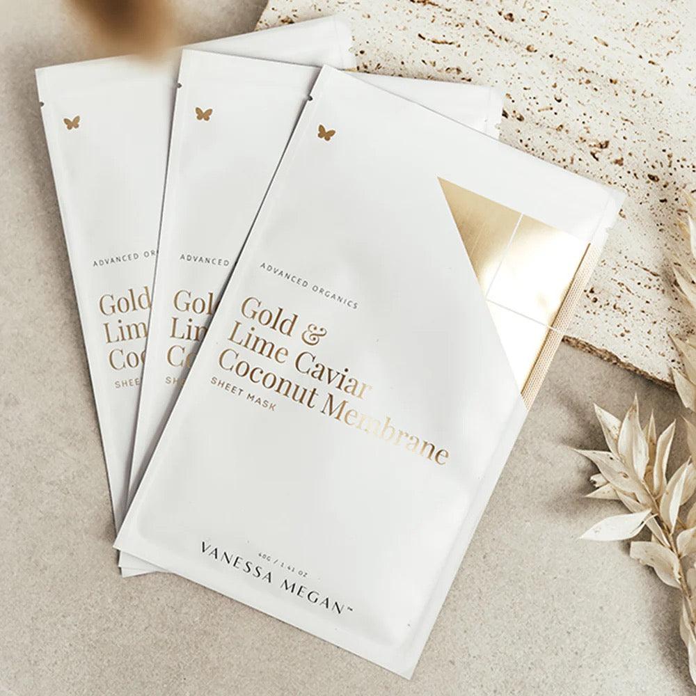 Vanessa Megan - Gold & Lime Caviar | Coconut Membrane Sheet Mask | 3-Pack - The Bare Theory