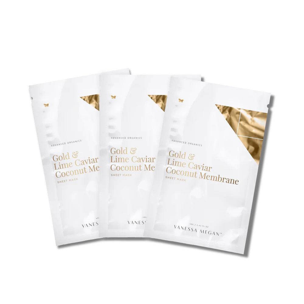 Vanessa Megan - Gold & Lime Caviar | Coconut Membrane Sheet Mask | 3-Pack - The Bare Theory